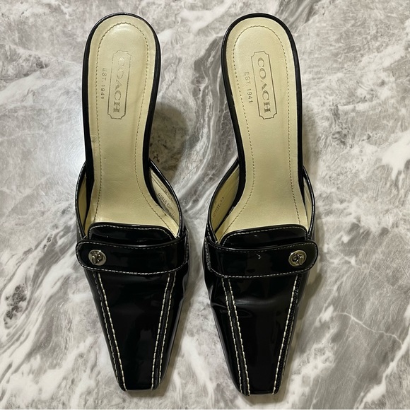 Coach Camryn Black Heel Shoes Size 8.5 Made In Italy Formal Party Cocktail - Picture 2 of 14